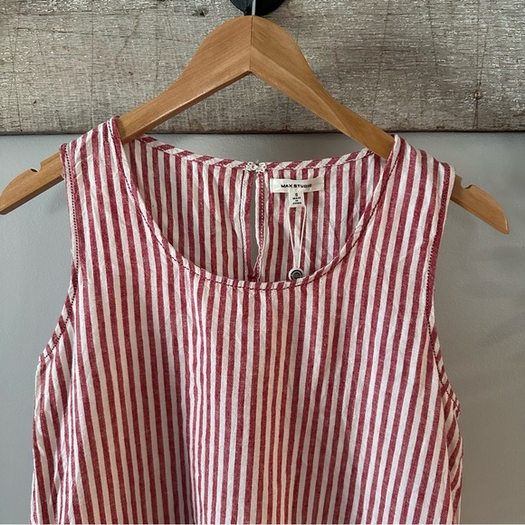 Max Studio Red Striped Linen Blend Shift Dress Size Small - Picture 2 of 14